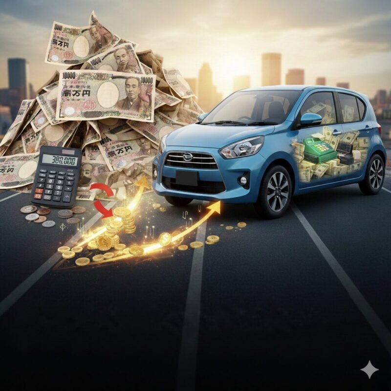 車の下取り査定で38万円に価格アップしたイメージイラスト