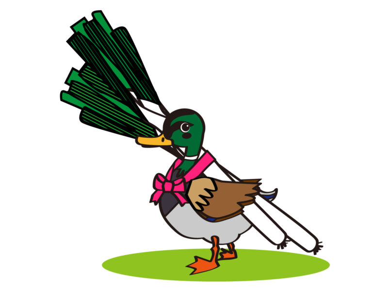 ネギを背負ったカモのイラスト。車屋の無駄なメンテナンス提案にカモられた25歳の俺のイメージ