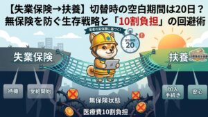 失業保険から扶養への切替時に生じる20日間の空白期間と、医療費10割負担のリスクを回避するための生存戦略を図解