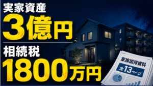 実家の資産3億円、推定相続税1800万円と記された家族説得資料のイメージ