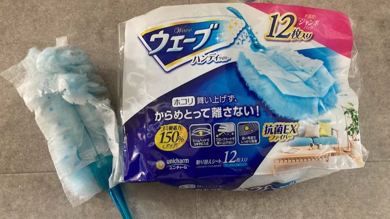 ユニ・チャームのウェーブハンディワイパー本体とお買い得ジャンボパック取り替えシート12枚入り